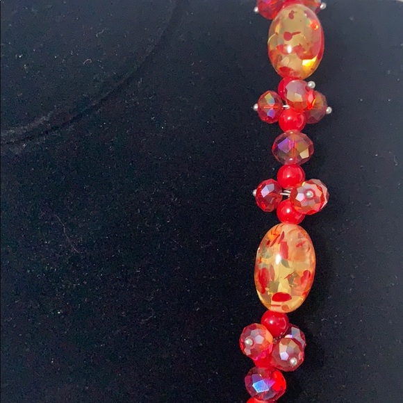 Red Agate and Art Glass Jewelry Set - Picture 4 of 4